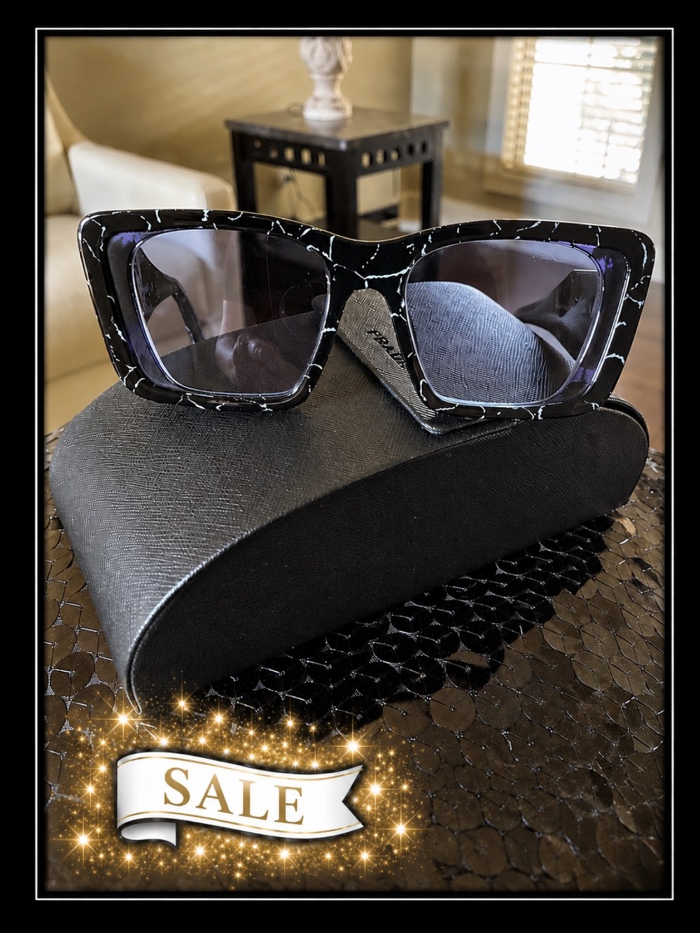 Prada Sunglasses Butterfly Chunky Frames/Violet Lenses